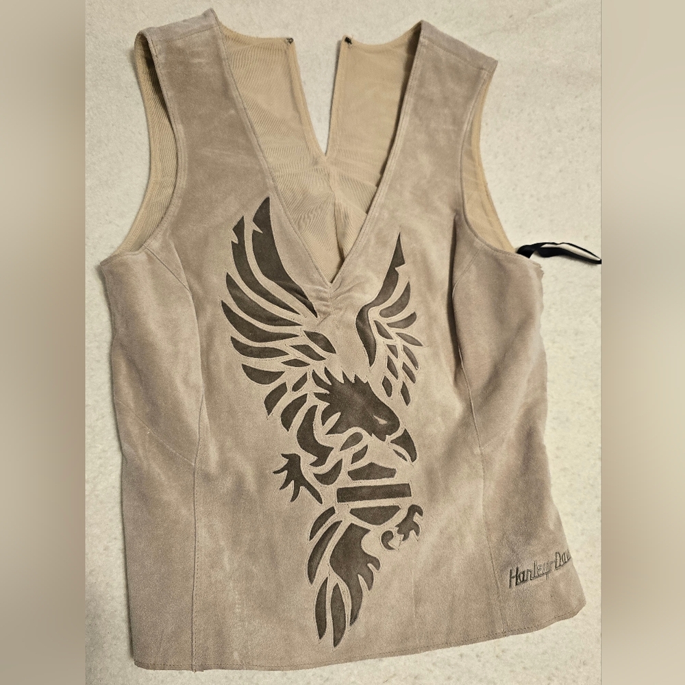 Harley Davidson Suede Leather Vest Top LINED NWOT sz XS